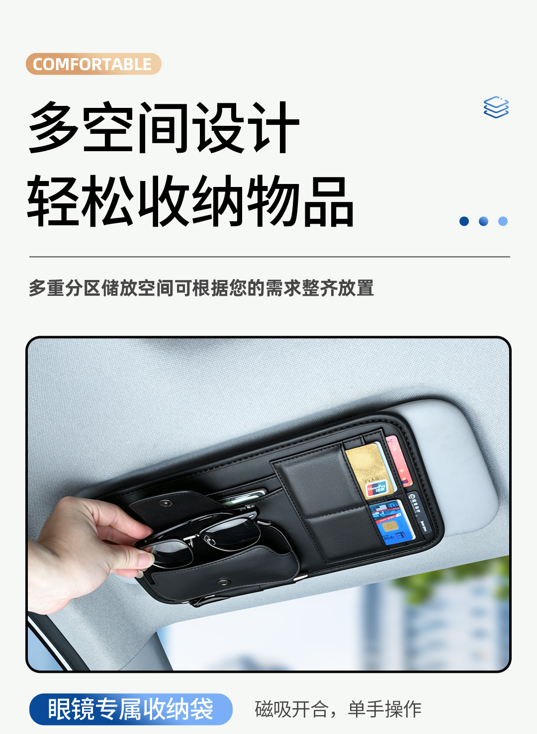 Car Sun Visor Storage Clip, Multifunctional Car Glasses Holder, Card Holder, In-Car Storage Bag, Document Holder, Storage Set