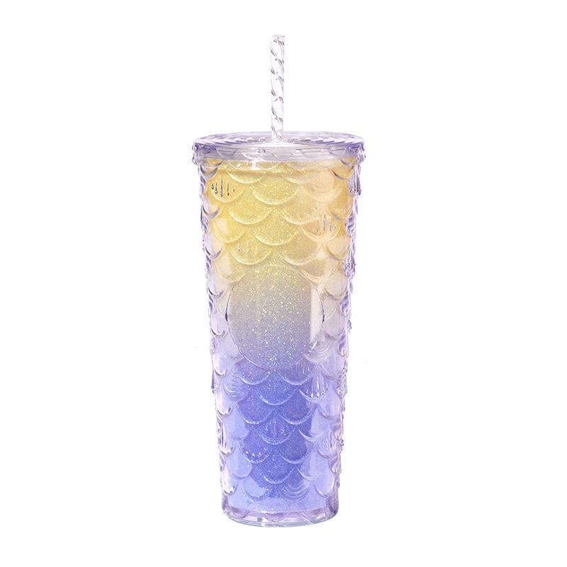 New durian cup three-dimensional relief fish scale cup factory direct supply creative large capacity double plastic suction cup wholesale