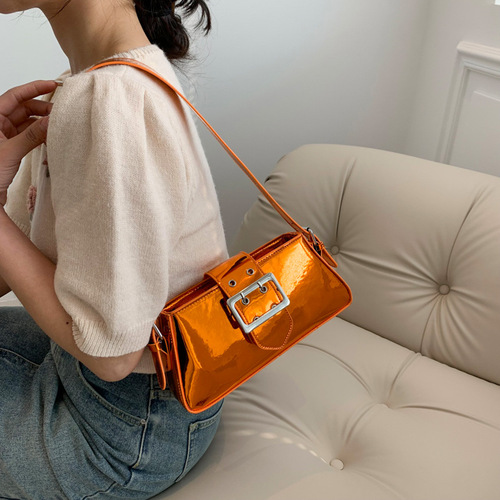 Cross-border patent leather texture simple armpit bag  summer new trend versatile retro handbag casual women's bag