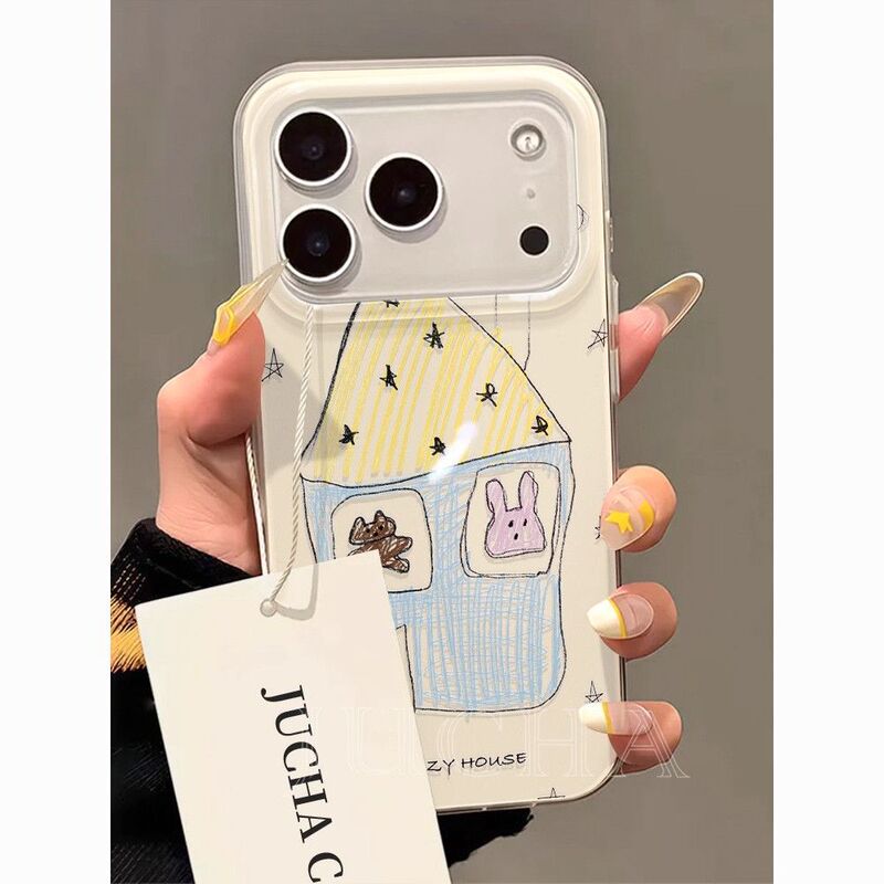 Bear Rabbit Suitable for Apple 15/17 Promax Mobile Phone Case 13 Pro Hard Shell 11 Cute 16 Large Holes 14/12