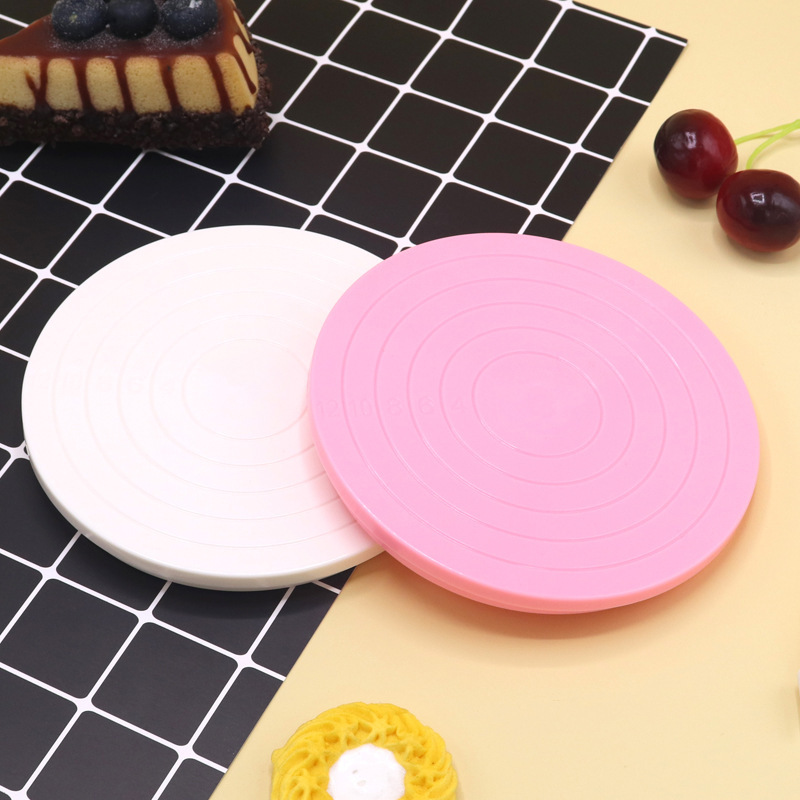 直径14cmケーキ回転盤プラスチック現diyシミュレーション焙煎用品表装ケーキピンク表装回転台|undefined