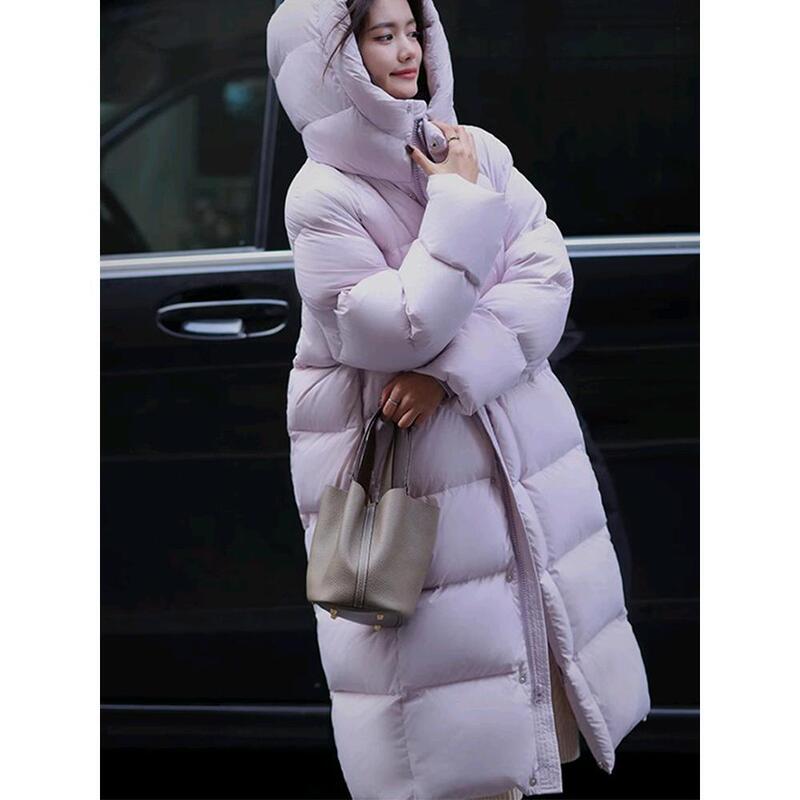 2024 new extremely cold series 340g high filling amount 95 white goose down long knee-high down jacket women's hooded winter