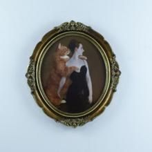 欧式复古做旧雕花椭圆相框 画框 弗里达 装饰画 摆件 挂画铜金色