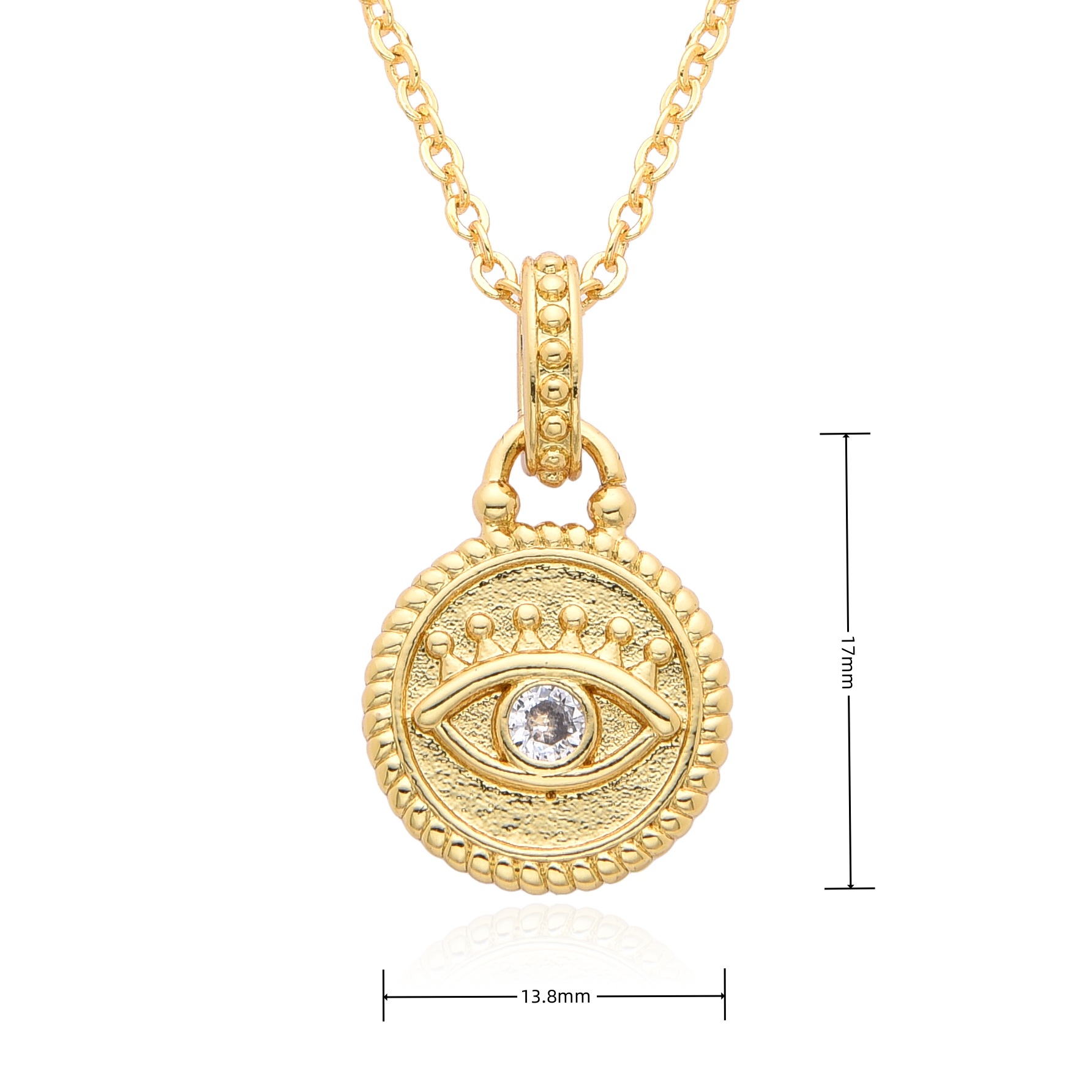 14g Weight 18K Gold Plated Plating Material Copper Pendant Material Zircon Inlay Material Pendant Necklace Classification Copper Chain Material cable chain Chain Type 1 Piece Quantity Daily Occasion Copper Material Geometric, Eye Pattern Women's Gender Hollow Out, Inlay Design Casual, Simple Style Style Copper 18K Gold Plated Hollow Out Inlay Geometric Eye Zircon Pendant Necklace 6