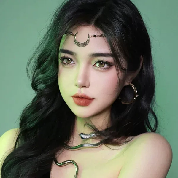 Exotic bohemian ancient hair accessories women's headdress hair chain Hair chain moon pattern eyebrow pendant Dunhuang forehead ornaments