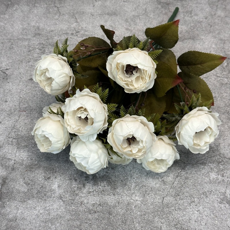 Ramo de peonías artificiales de otoño, decoración para bodas en casa, accesorios de fotografía de rosas hechos a mano, venta al por mayor de flores artificiales.