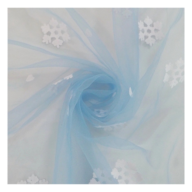 Fabricante de nueva impresión offset snowflake ropa de niños tela de malla suave tela de malla