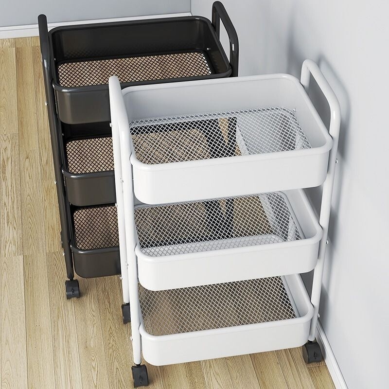 Trolley Storage Rack Floor-Standing Kitchen Bathroom Removable Snack Storage Rack Bedroom Bedside Multi-Layer Bookshelf Living Room