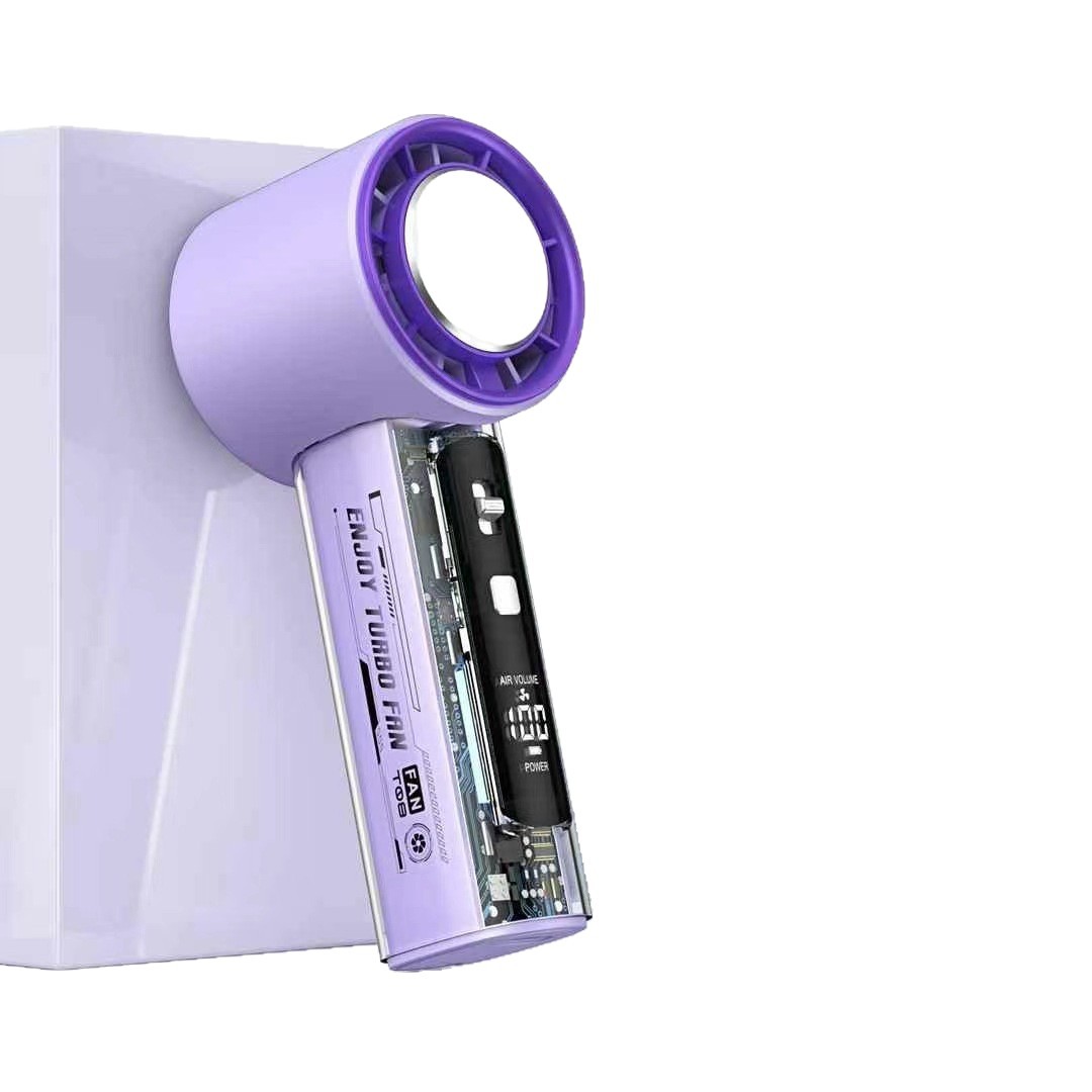 El nuevo ventilador de mano Mech transparente con compresa de hielo T18 con pantalla digital de carga USB, ventilador transfronterizo turbo violento de alta velocidad image 5