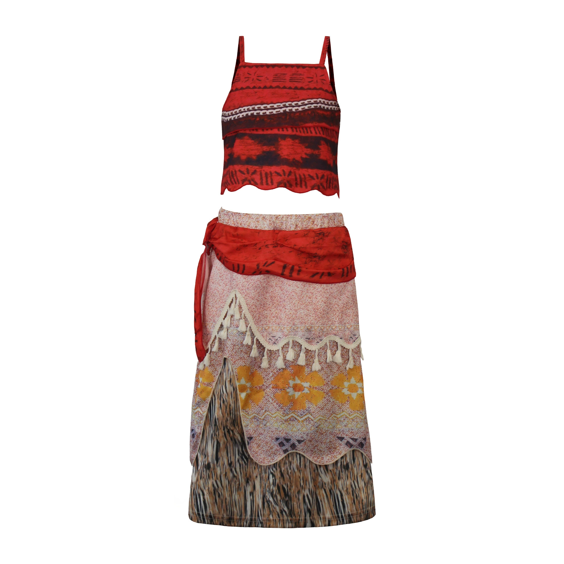 Классическое платье Моаны из двух частей, платье принцессы Моаны, ожерелье, косплей Моаны