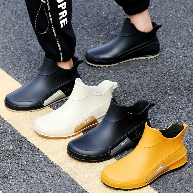 Трансграничная новая пара дождевые сапоги мужские короткие дождевые сапоги женские нескользящие и износостойкие резиновые туфли для взрослых низкий уровень водонепроницаемый рукав