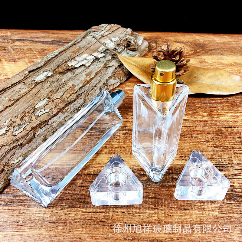 30ml Perfume Glass Bottle Triangular Transparent Hydrating Spray Bottle Travel Refill Bottle Wholesale in Stock Crystal Glass
