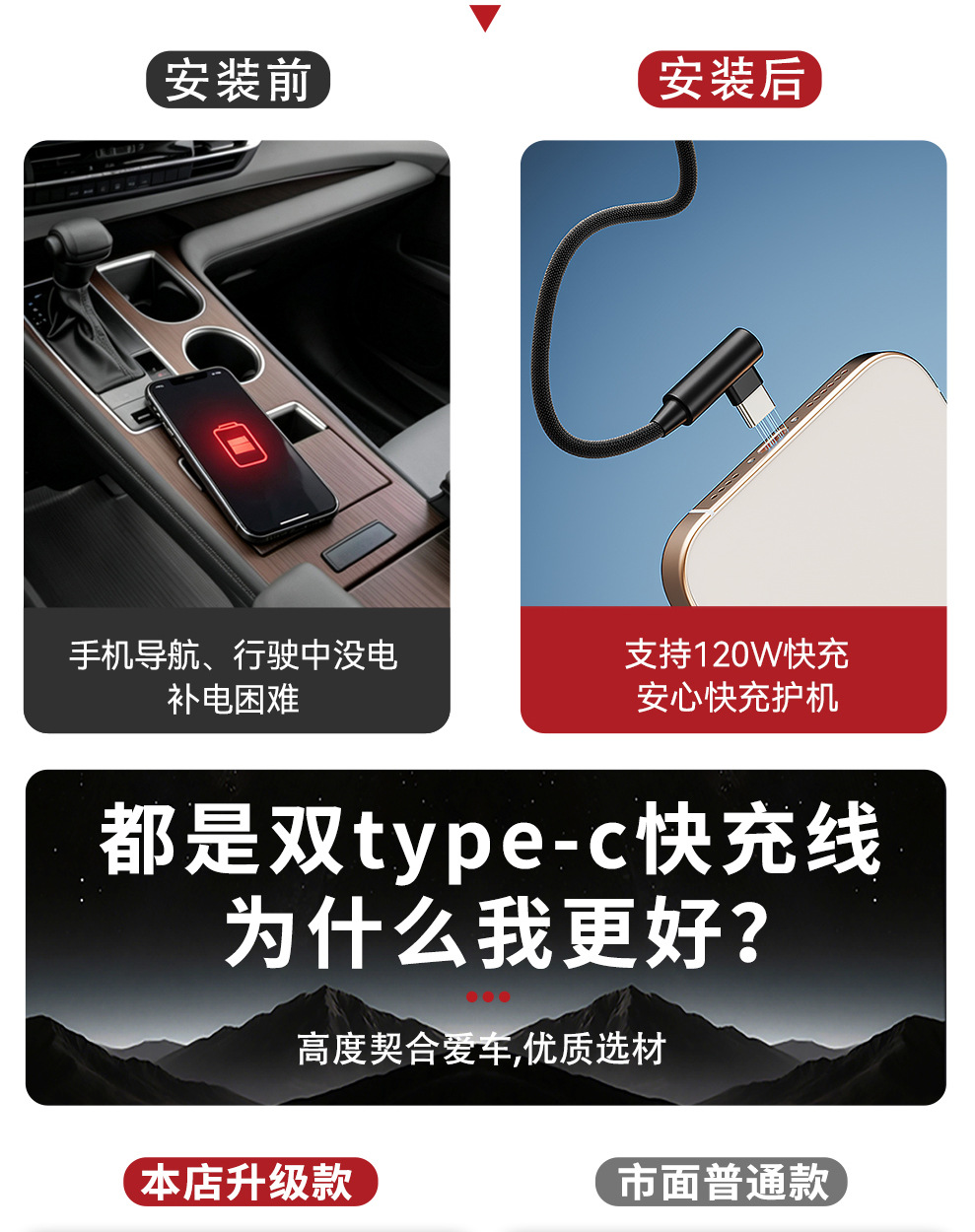 Suitable for Senna Grevia, this is a dedicated car fast-charging cable with a bent connector, a Type-C data cable, and a charging cable compatible with both Apple and Android devices