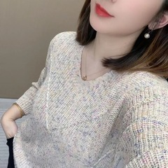 【星空幻彩】2025早春の新型韓国版カラーのだらしない綿のシャツと女性のゆったりとした痩せたニット