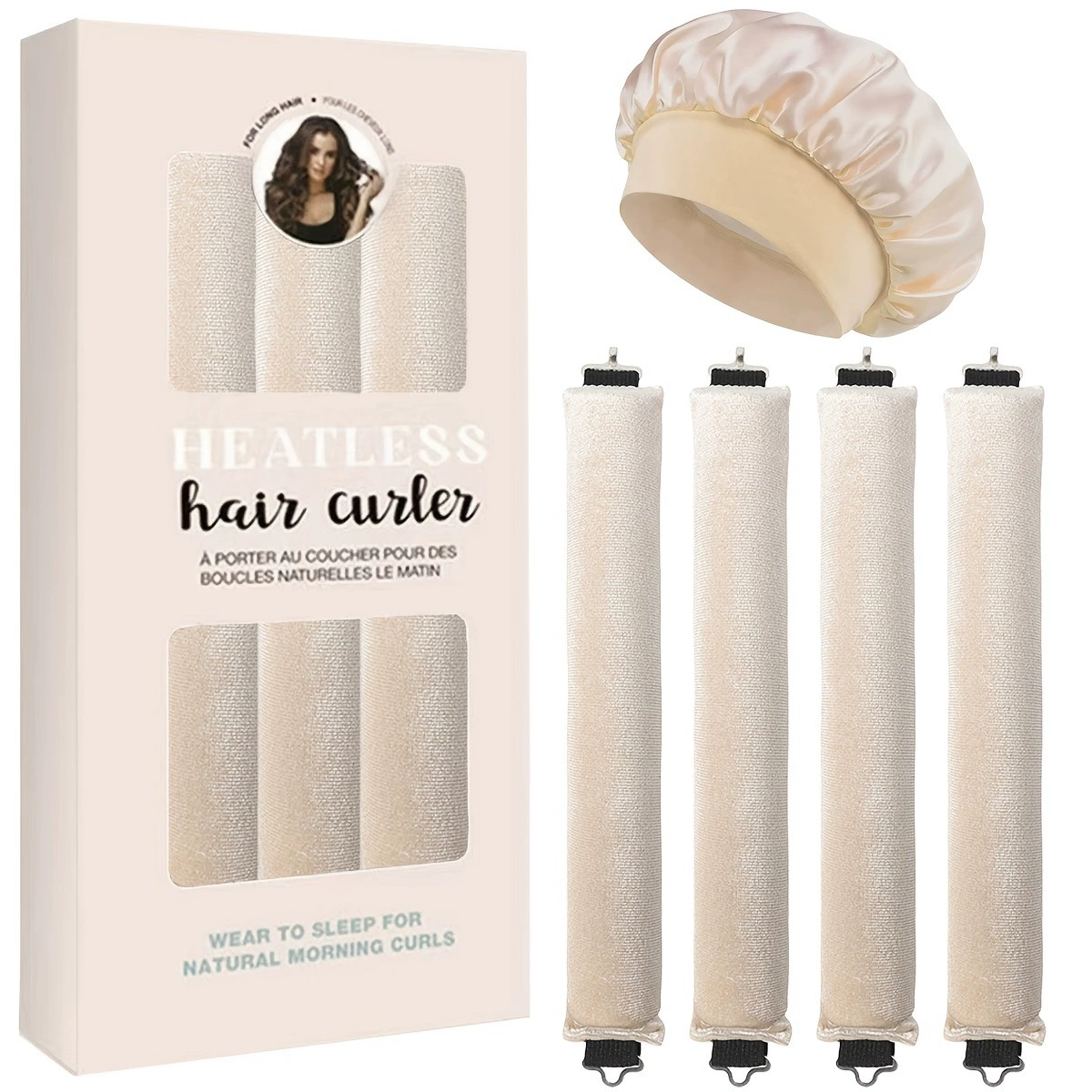 3-hook velvet hair curlers, big-wave sleep rollers set, multi-piece plush curling rods
