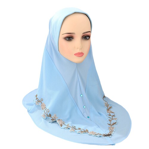 Cross-border Malay pullover turban embroidered lace double layer ethnic turban solid color heavy industry embroidered ladies turban hat