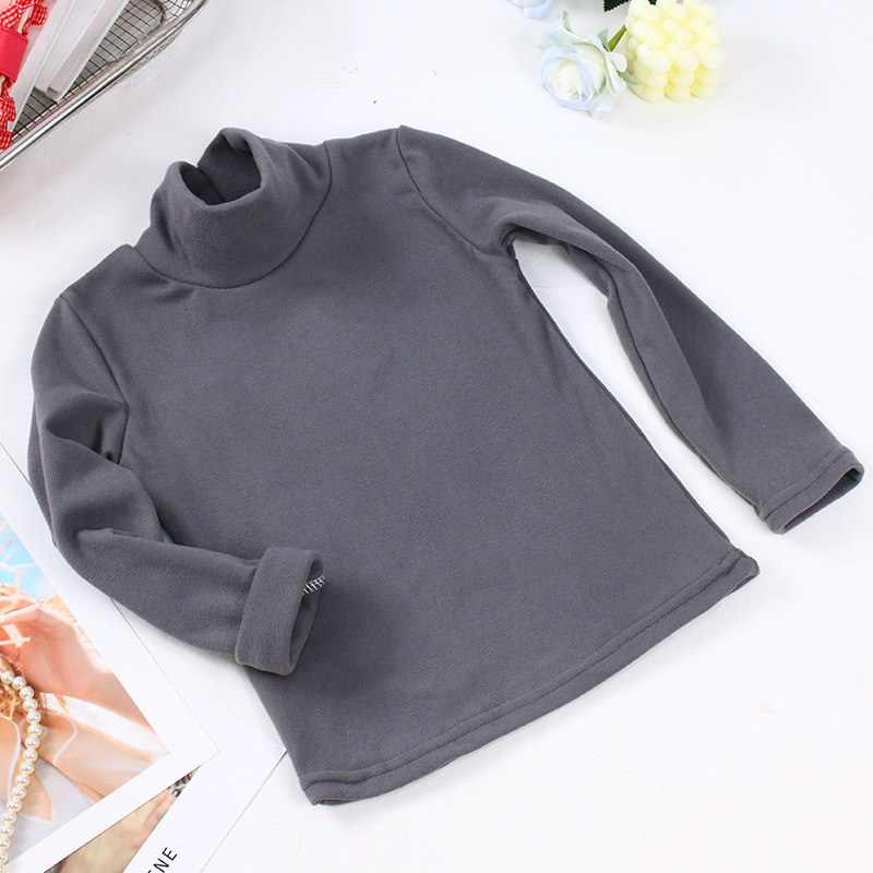 Otoño e invierno nuevo de terciopelo niños medio cuello alto camisa de fondo color sólido niños y niñas Bebé Ropa interior térmica entrega de una sola pieza