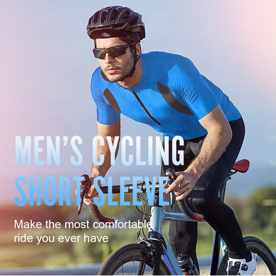 Cross-Border Men's Cycling Short-Sleeved Quick-Drying Breathable Road Cycling Clothing Outdoor Sports T-Shirt Zipper Jacket