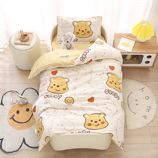 Three-Piece Quilt Set with Core, Pure Cotton Bedding Set, Naptime Full Cotton Cover, Six-Piece Set Wholesale Pillowcases, Cartoon Style