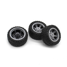 3*60mm橡胶车轮 塑料轮毂软质胎皮可拆卸 DIY科技制作玩具车配件