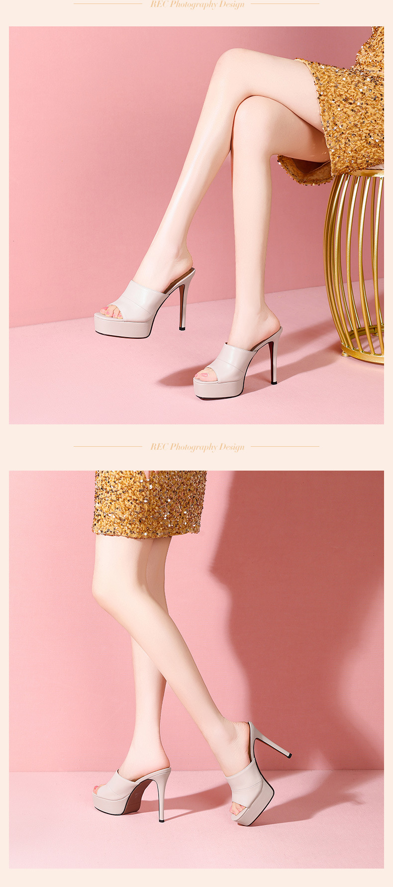 Dép sandal cao gót nữ mũi tròn đế xuồng platform da bò thật — đen chi tiết 7