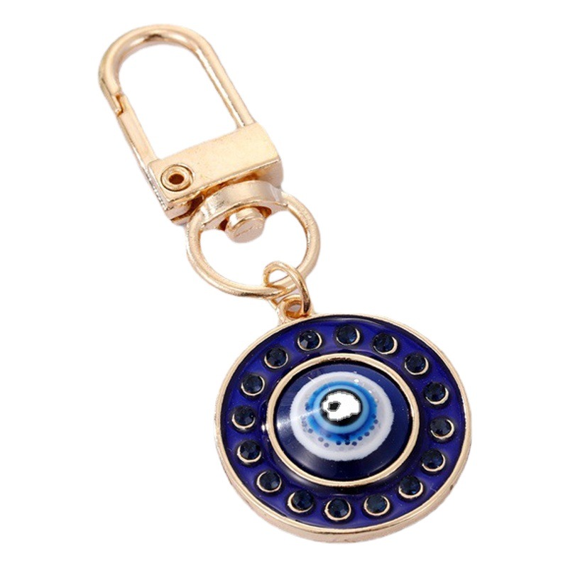 Llavero de aleación esmaltado con diseño de ojo y pestañas, colgante de bolso con incrustaciones brillantes, accesorio de moda transfronterizo