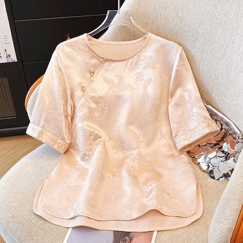 Spring, new Chinese style, solid color base shirt, fashionable and all-matching women's short-sleeved 2026 inner top, fashionable temperament