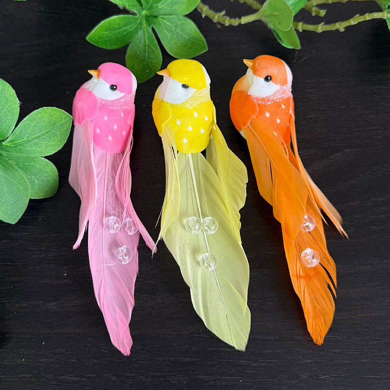 Lanzamiento de nuevos productos, plumas de simulación, diamantes brillantes, pájaros/plumas reales/pájaros de espuma, adornos de diseño de pájaros falsos, accesorios de fotografía decorativos image 2