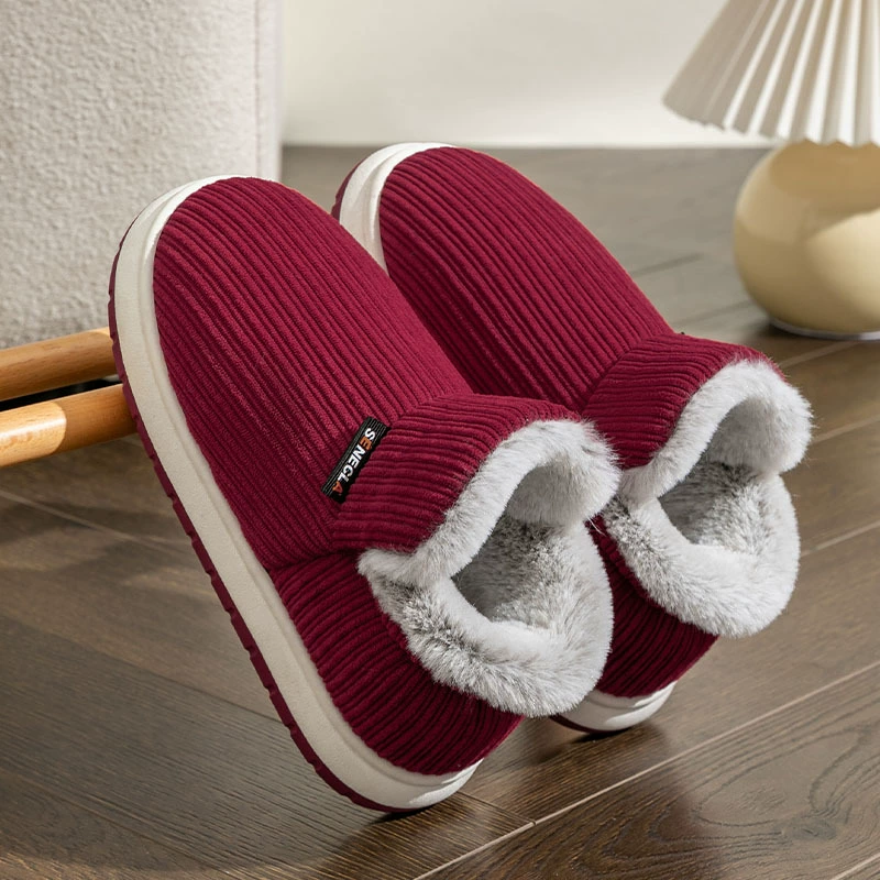 Non-slip winter warm shoes, slippers platform, for middle age, soft sole