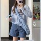 American Style Lazy Style Hollow Knitted Long-sleeved Printed T-shirt Blouse Female Niche Design Sense Casual Shirt Top