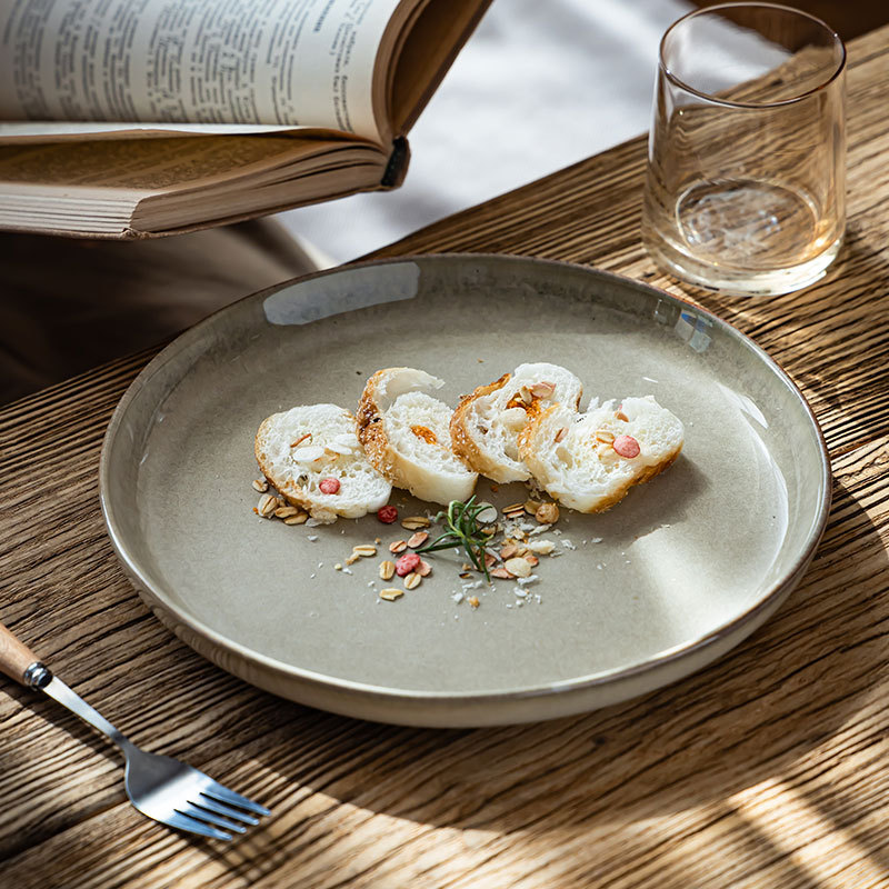 Plato de cerámica retrógrado de alta calidad restaurante carne pasta plato de platos caseros de color sólido plato de platos diarios simple plato de arena