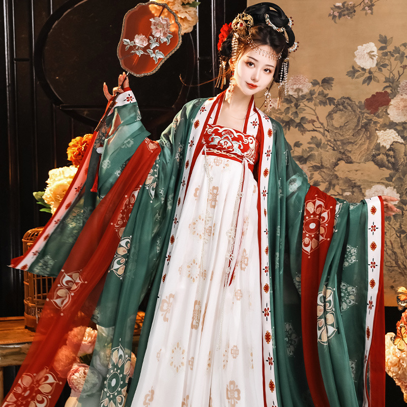 New Tang Dynasty Princess Retro Tang Dynasty Chest-Length Large Sleeve Shirt Printed Embroidered Han Dynasty Women's Ancient Style Super Fairy