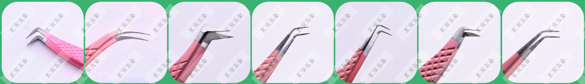 Factory supplies pink embossed fiber-tipped tweezers, fiber tips, high-precision serrated eyelash extension tweezers.