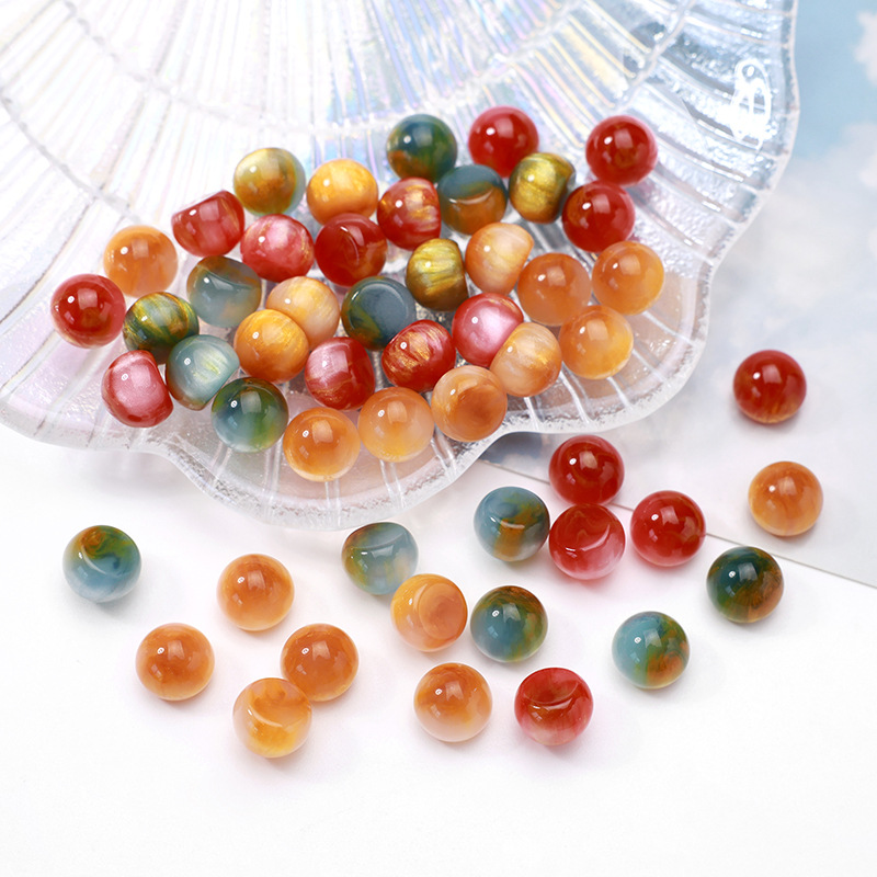 星空感半透渐变闪粉半丸树脂贴片配件diy耳环渐变幻彩玻璃散珠