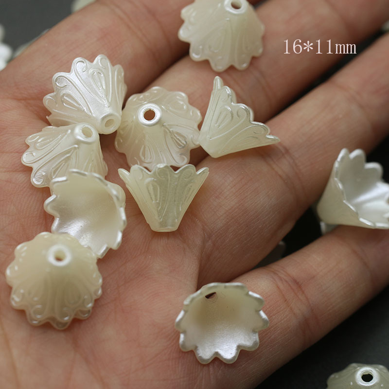 亚克力16*11mm喇叭花米白高光挂坠DIY古风发簪手工饰品制作材料