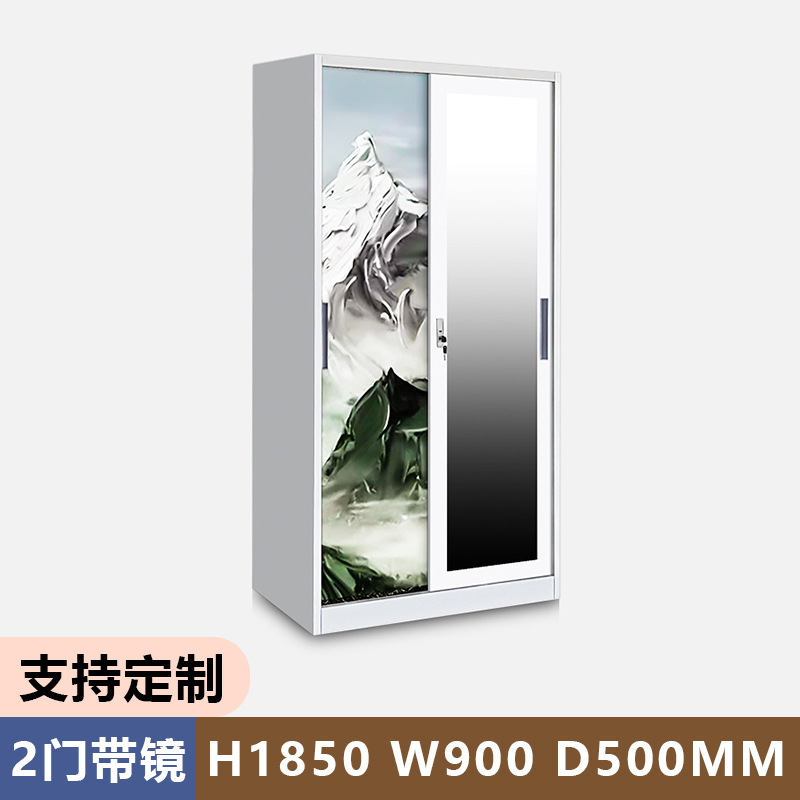 Amazon Hot Vending Print Wardrobe acero deslizante puerta corredera dormitorio casero armario de almacenamiento de hoja de hierro armario