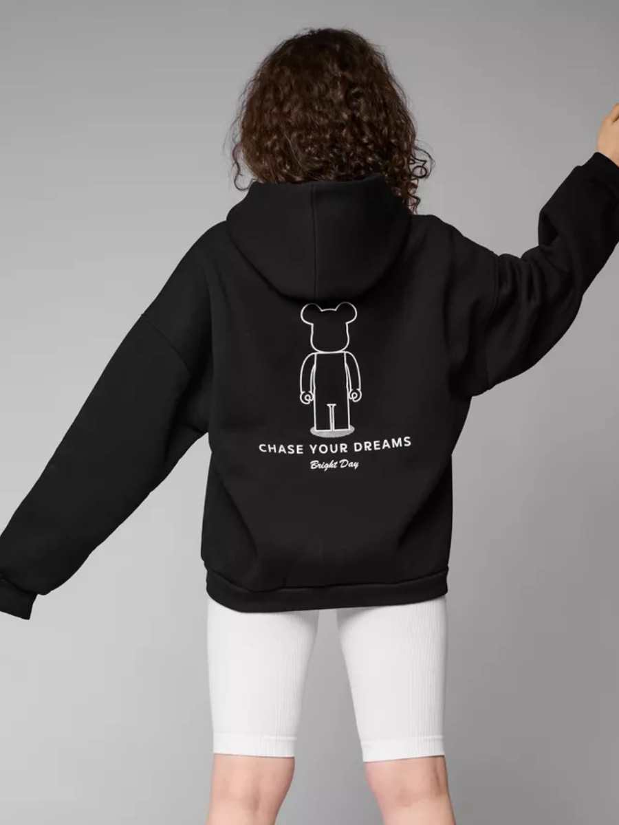 Felpa con cappuccio ampia e comoda, nuova, autunno inverno, design semplice, stampa, oversize, versatile, top._voghion.com