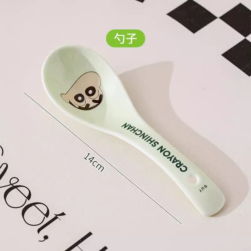クレヨンしんちゃん陶器食器正方形丼高価値食器セット家庭用漫画子供用食器ボウルとスプーン|undefined