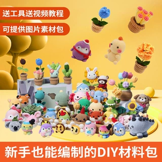 跨境热卖钩针材料包动物系列团线钩织DIY礼物可爱摆件材料包