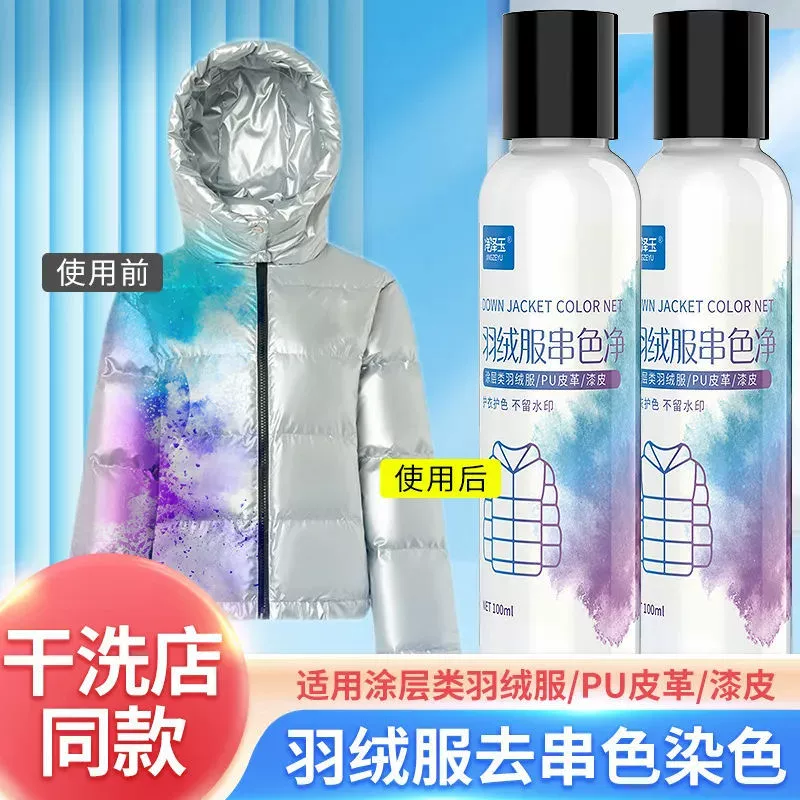 Чистящее средство для удаления пятен от красителей с глянцевых пуховиков, лакированной кожи и покрытых поверхностей.