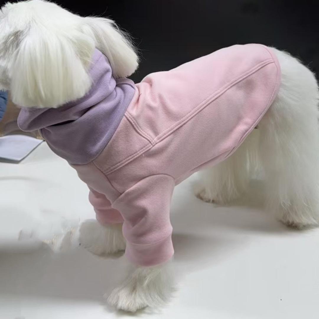 カラーブロックボトムシャツ、ペット服、犬服、テディビション秋冬服、暖かい二足服、猫服卸売