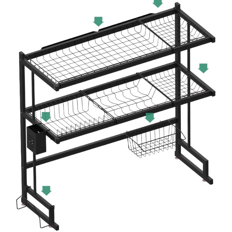Estante escurridor de un nivel para fregadero en acero al carbono