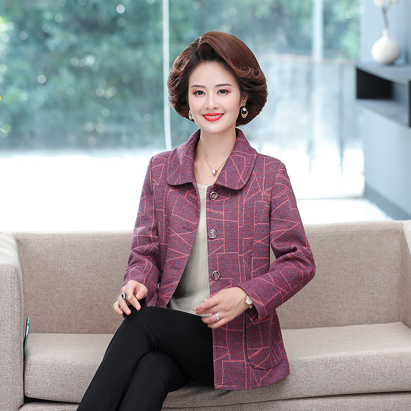 妈妈春秋装外套加绒加厚中老年女冬上衣中年女士夹克宽松洋气奶奶|undefined