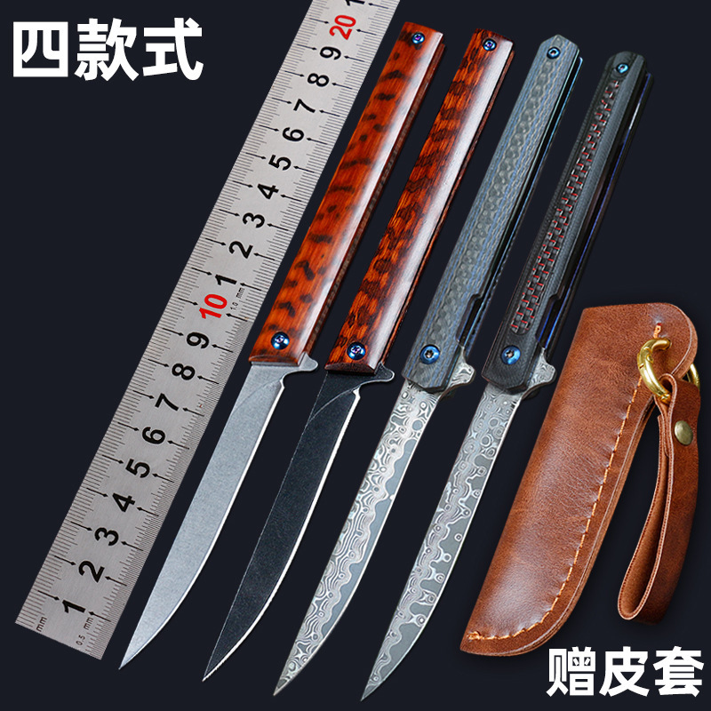 阳江户外多功能折刀高硬度钢M390折叠刀蛇纹木手柄折刀求生收藏刀