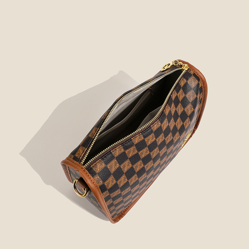 Bolso de hombro clásico de ajedrez, estilo de moda, temperamento casual, nicho de diseño de alta calidad, bolso de hombro de textura para mujeres