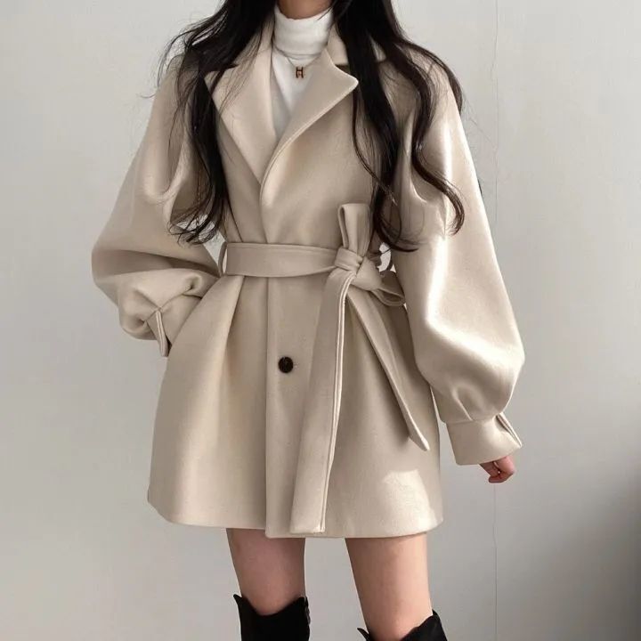 黑色收腰毛呢外套女小个子短款2025秋季高级感韩版小香风呢子大衣|undefined