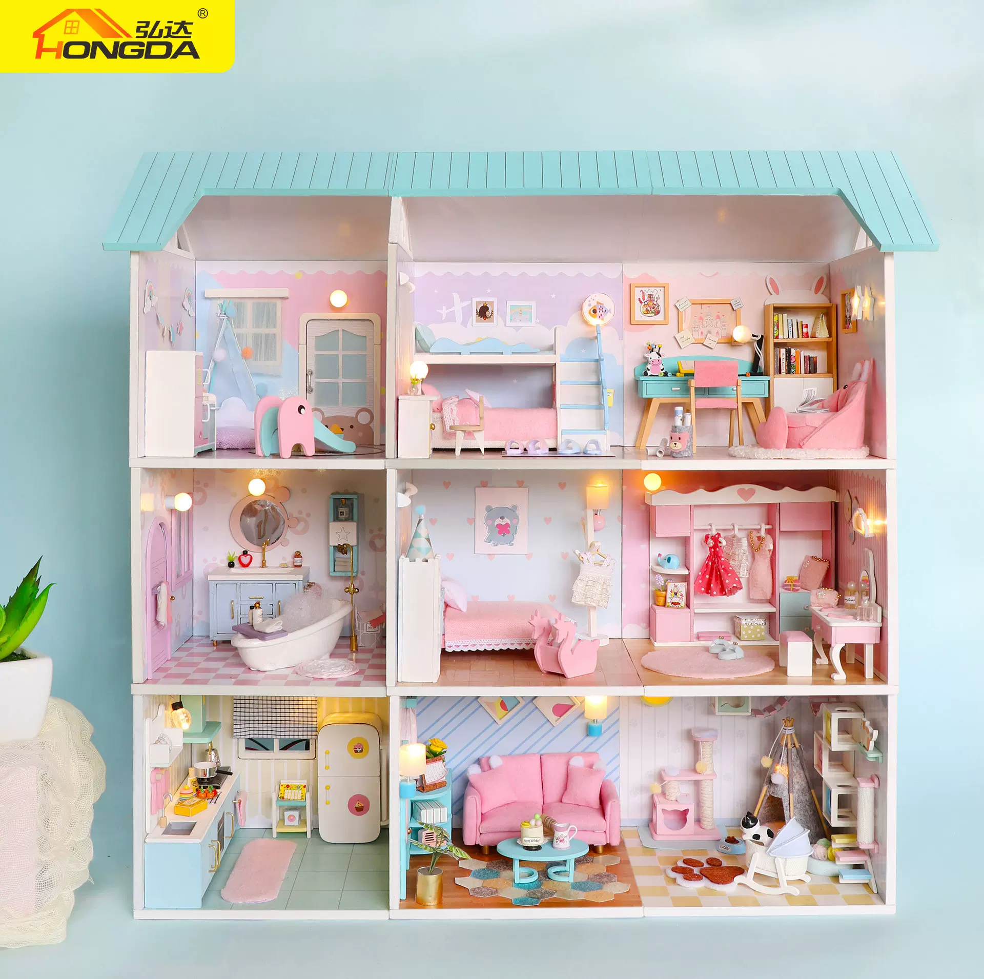 弘达亚马逊新款拼装模型智趣屋我的世界玩具手工diy小屋微缩场景