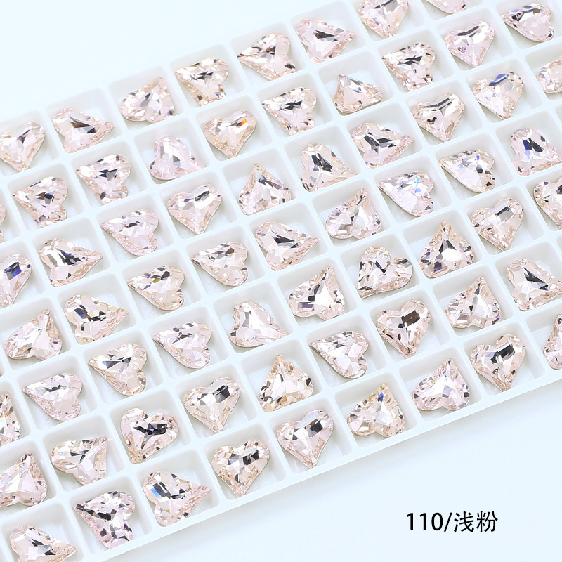 東州クリスタル 8*9 ミリメートル新しい小さな斜めハート型の輝くネイルアートダイヤモンド高品質 K9 ガラスダイヤモンド模造ファーザー DIY ジュエリーアクセサリー|undefined