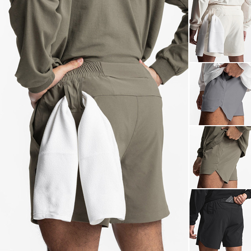 Foreign Trade Style Solid Color Light Plate Summer Men's Fitness Shorts Casual Sports Running Quick-drying Basketball Training Shorts