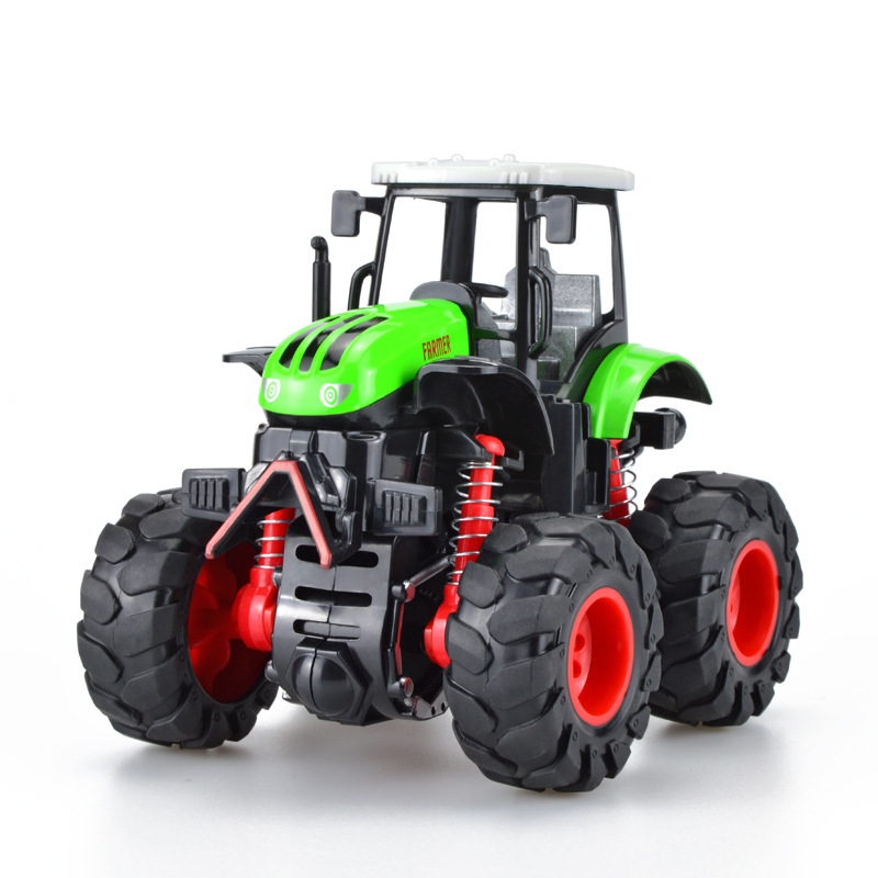Vehículo de ingeniería de inercia de aleación transfronteriza Tractor Simulación Coche de granjero Modelo de bicicleta Regalo para niños Coche de juguete